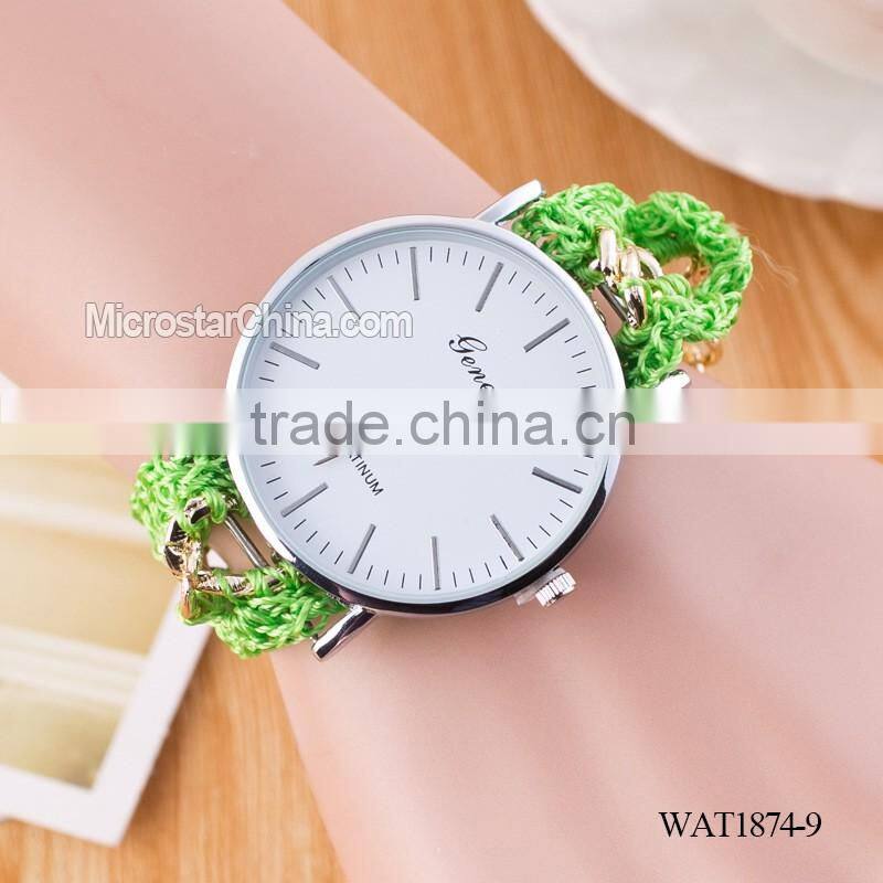 New Classic Geneva Ethnic Braided Analog Nailed Chain Watch