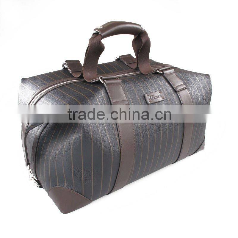 alibaba china wholesale stripe travelling bag genuine leather travel bag