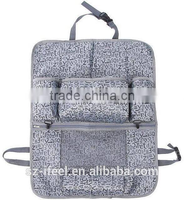 Car Interior Canvas Organizer Bag for Stuff in Seat Gold/Grey