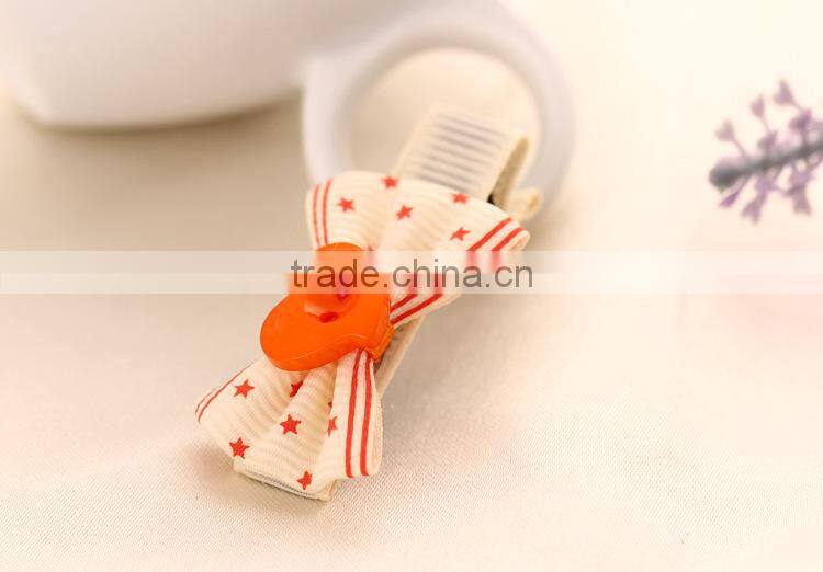 new style with sweet heart button multi color Boutique grosgrain hair clip fancy hailgrips