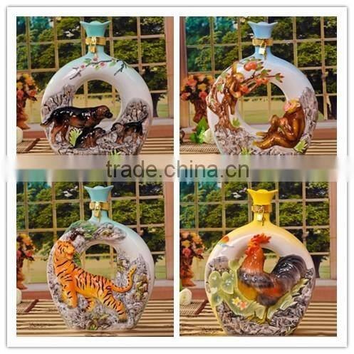 2016 Hot sales Made in Jingdezhen China zodiac Ceramic bottle