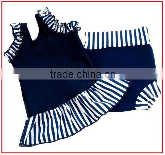 Ruffled straps deep blue girls pictures sexy swimsuit, child modeling swimwear,baby swimwear