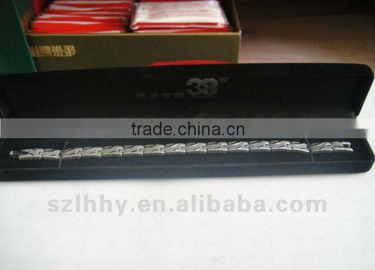 OEM 7.5-10inch 3000 guass magnetic germanium powder negative ion SILVER bracelet fashion couple bracelets