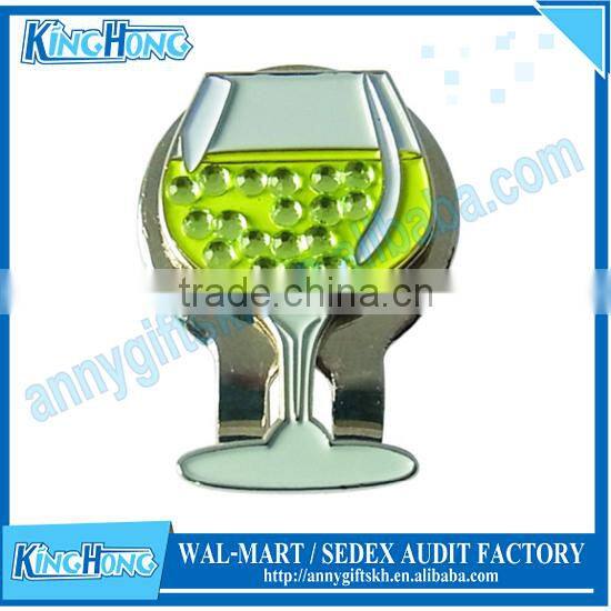 Shiny blingbling ball marker ladies golf hat clip