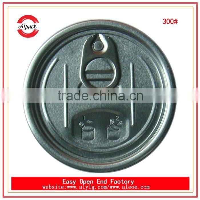 Aluminum 300# easy open end for canned snacks packaging