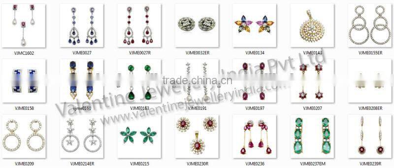 Diamond tanzanite gemstone earring pendant set