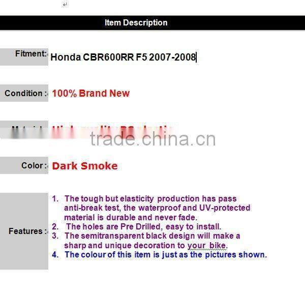 Motorcycle Windscreen Windshiled For Honda CBR600 F5 07-08