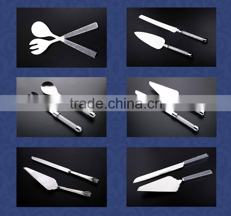 Elegant chinese steel knife cake set diamond for wendding party