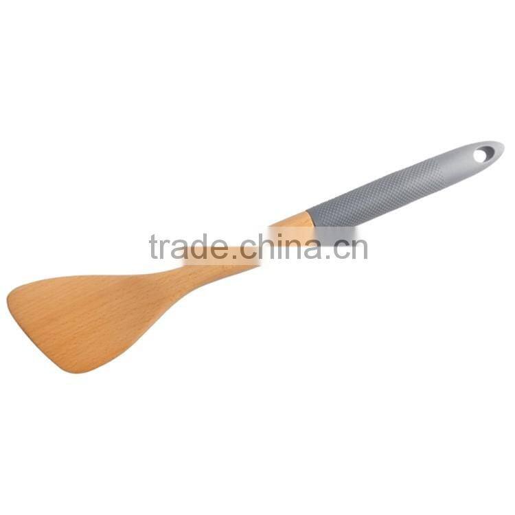 Food Grade Silicone Handle Kitchen Wood Tools Set Of 7
