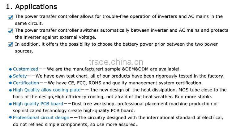 Intelligent 1250W Dual Transfer Controller AC Power controller for solar system