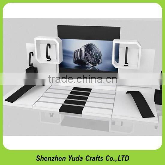 Vertical T shaped acrylic/MDF watch holoder rack, black double watch display