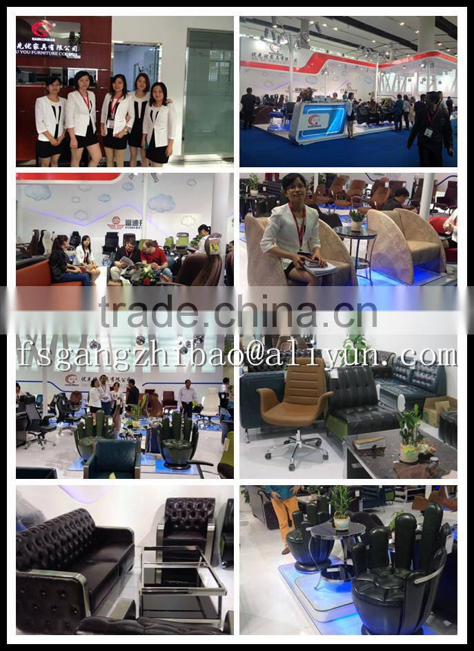 bright black PU leather office sofa single sofa metal armrest sofa G-310