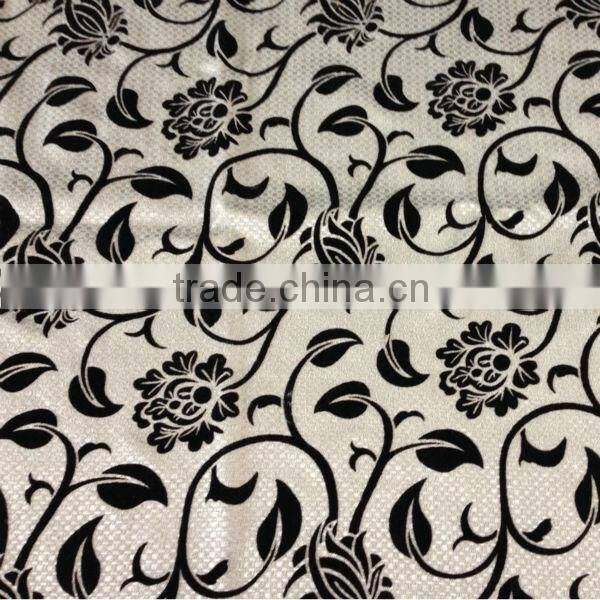 New pattern 100% polyester imitation linen flocked fabric for cushion and sofa