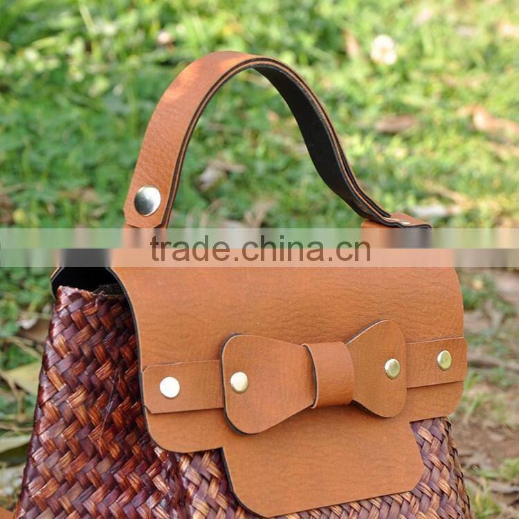2016 New cheap straw bag ladies handbag thailand straw bag for women light straw backpack