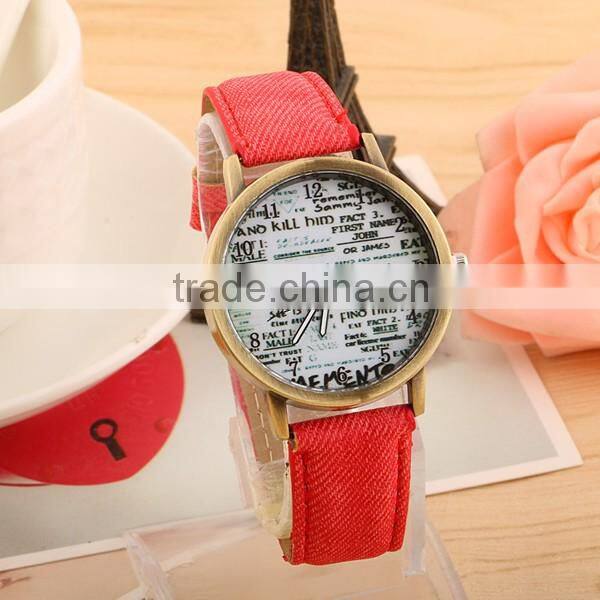 Cheap Price Retro Denim Canvas Design Fashion Newspaper Watch