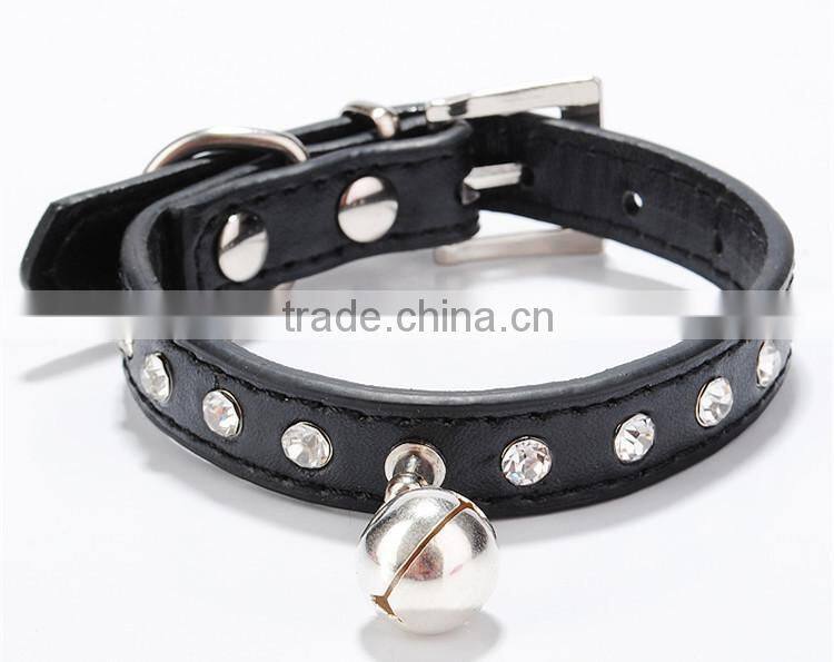 soft PU small bell custom metal chain dog collar dog collar PU chains01