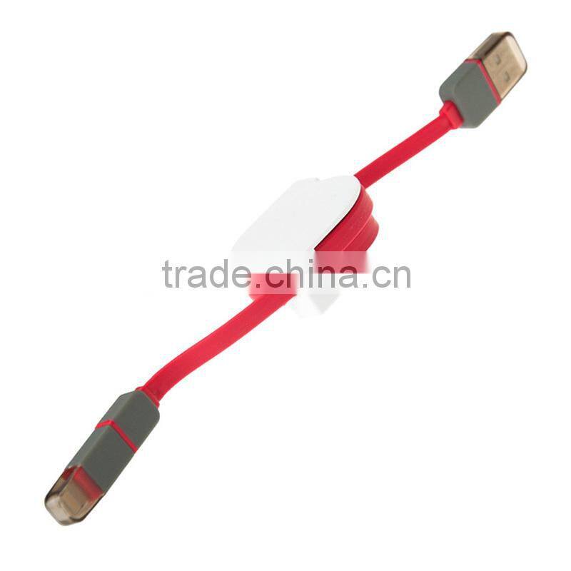 2 in 1 Best Selling High Speed retractable cord reel micro usb charging data cable made in china