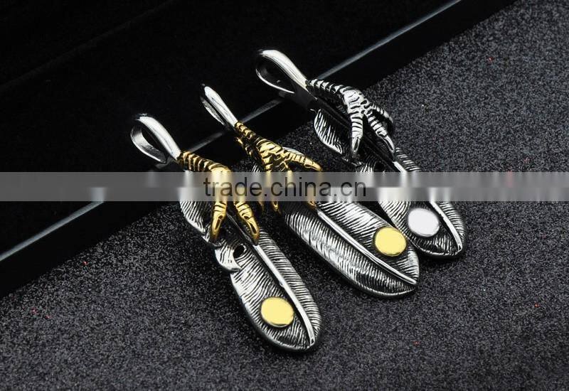 Fashion style design vintage unisex leather pendant necklace stainless steel casting popular charm pendant necklace