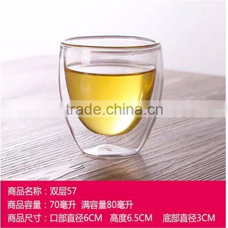 2016 new items heat resistant Double wall borosilicate glass cup 250ml/350ml/450ml/650ml in stockage
