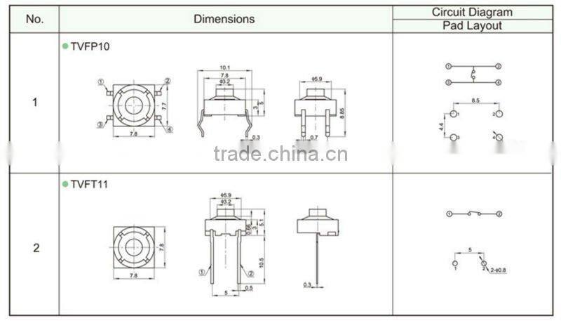 FTVFT11 long travel tactile push soft touch switch