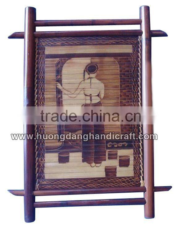 Vietnam bamboo painting with traditional pattern
