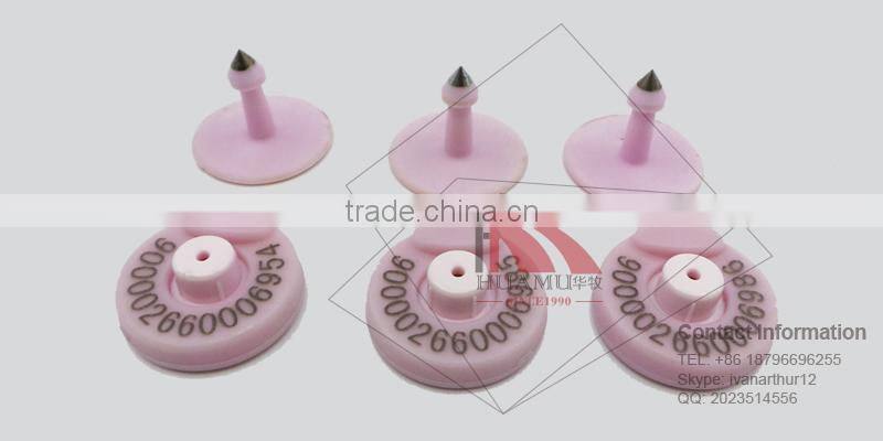 rfid sheep ear tag with 125 HKZ in pink with metal pin 30*30 mm