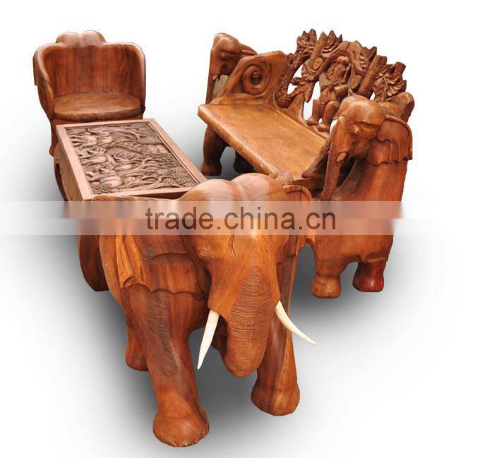 Southeast Asia Style Elephant Shape Wood Chair, Exquisite Handcarving Living Elephant Single Seater Chair (BF01-X1163)
