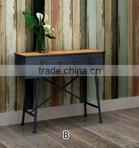 simple design with iron legs particle board rustic style antique furniture