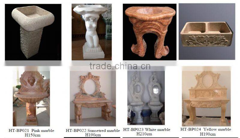 Flower Carved Natural Stone Wash Basin