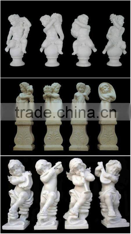 Outdoor White Marble Children Statues