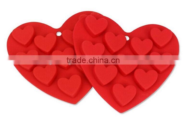 10-Capacity Heart Shape Silicone Cake Mold,Soap Cookie Chocolate Candy Cake Pan