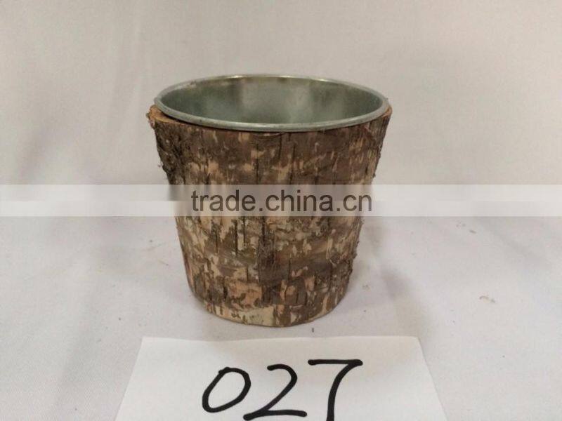 vintage antique aged look multi-functional metal flower pots planter with tree bark