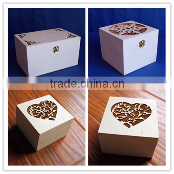 FSC carved decorative fancy wooden candy storage boxes with heart window for christmas gift