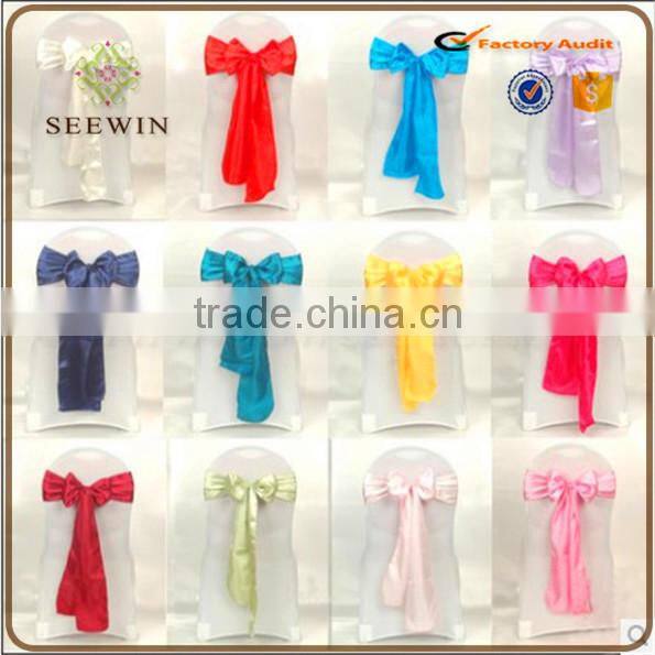 Korean style chair satin bow tie for wedding chair deco