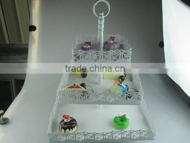Cinderella Carriage Cake Stand 3 Tiers Lace Design Cake Stand in Metal