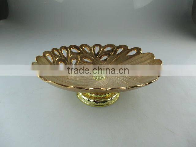 Stocklot golden metal stand for fruit/cake/candy/daily use