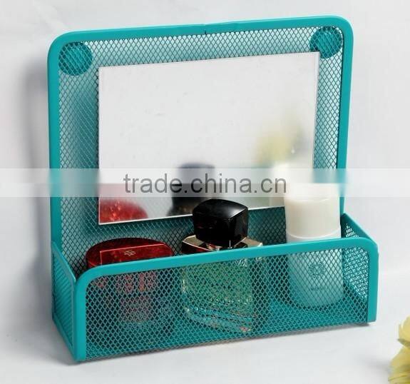 Hangzhou Supplier Fashion Metal Mesh Magnetic Holder With Mirror For Office And Home