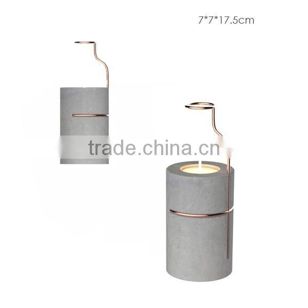 Wedding decorations marble and copper candle holder with copper lid