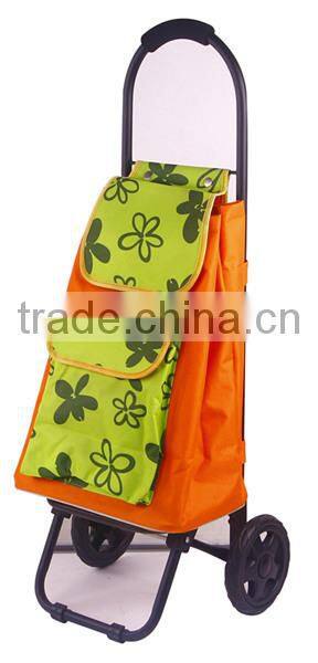 Promotion collapsible foldable wheeled trolley shopping cart