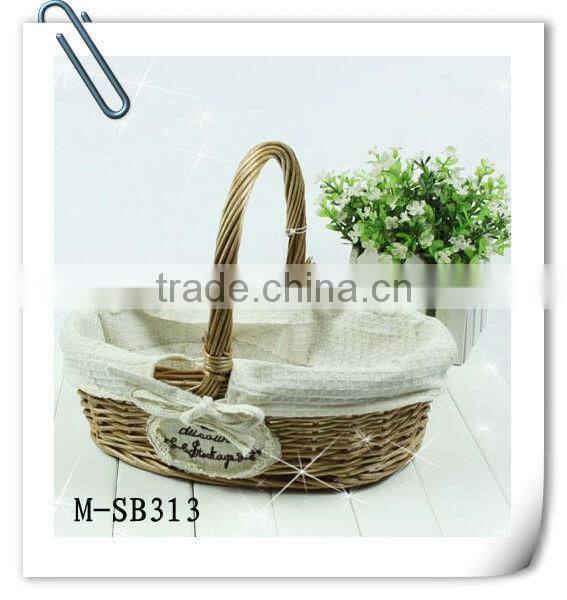 Classic wicker storage basket with sewing handle