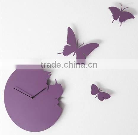 Purple Acrylic Butterfly Wall Clock