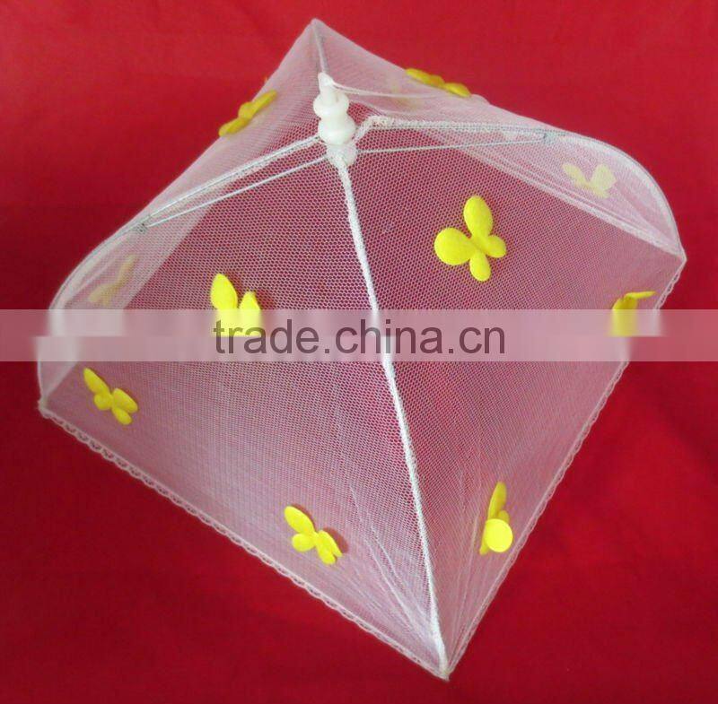 Net cloth folded food cover with florals food umbrella