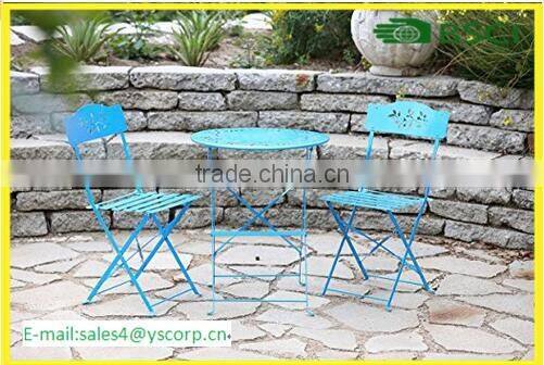 China Company Wholesale Cheap Outdoor Garden Patio Furniture Folding 3PC Table Chair Set Bistro Style Backyard Metal