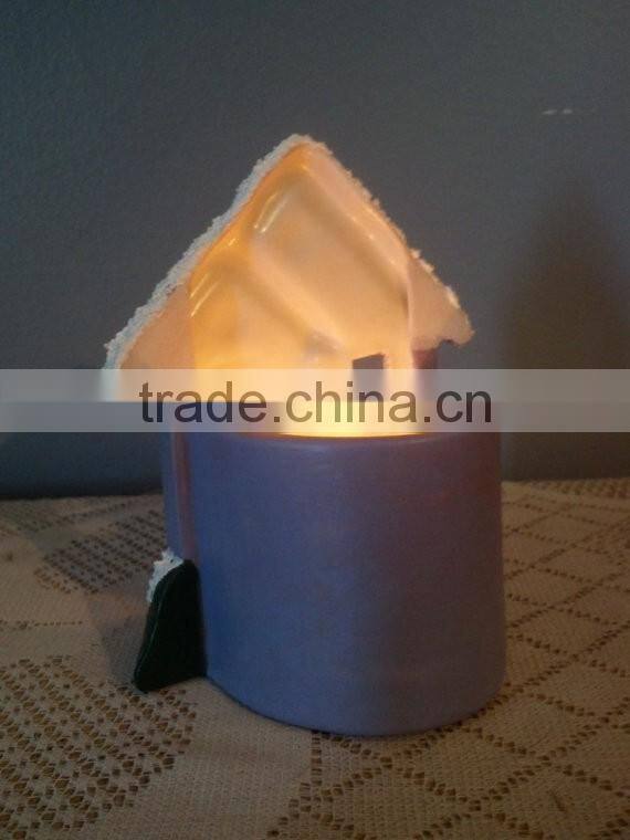 Hand Painted Ceramic Christmas Village tea Light Holders