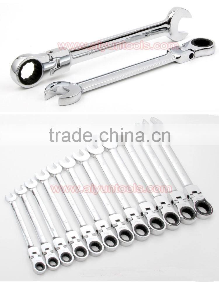 FLEXIBLE HEAD ratchet wrench set Combination spanner Kit Open Ended and Ratchet Ring Great Double Ended Combi Spanners