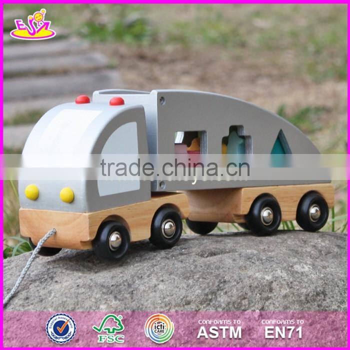 2017 new design children educational toy wooden trains with animals blocks W05C084
