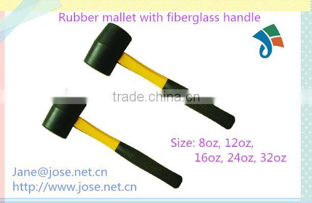 Black rubber mallet with fiberglass handle