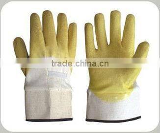 CR Latex coated gloves,cotton woven line,canvas cuff,open back