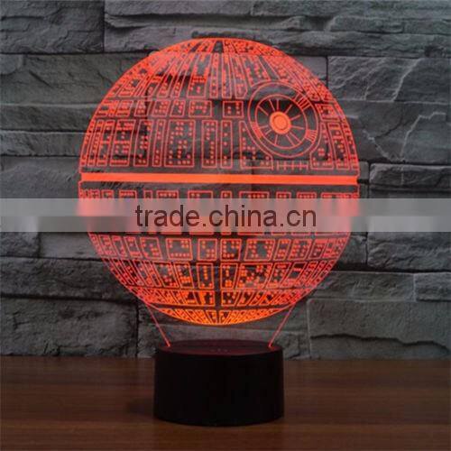 3D Death Star LED Night 7 Color Change Touch Switch Table Desk Lamp Light