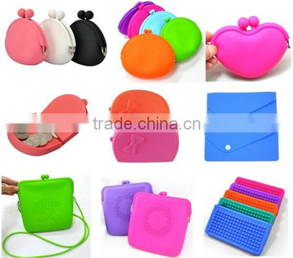 Colorful Bowknot Rubber Silicone Pouch Purse Wallet Glasses Cellphone Cosmetic Coin Bag Case